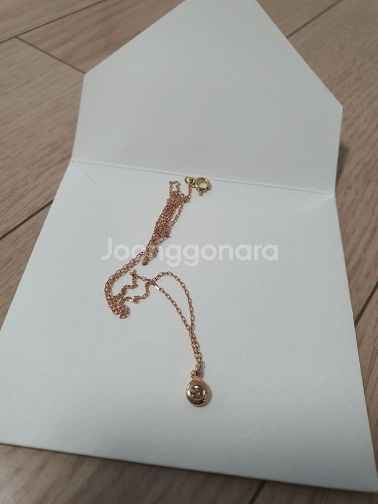 이뎀 주문제작 물방울목걸이 브라운다이아 14k 핑크골드--1