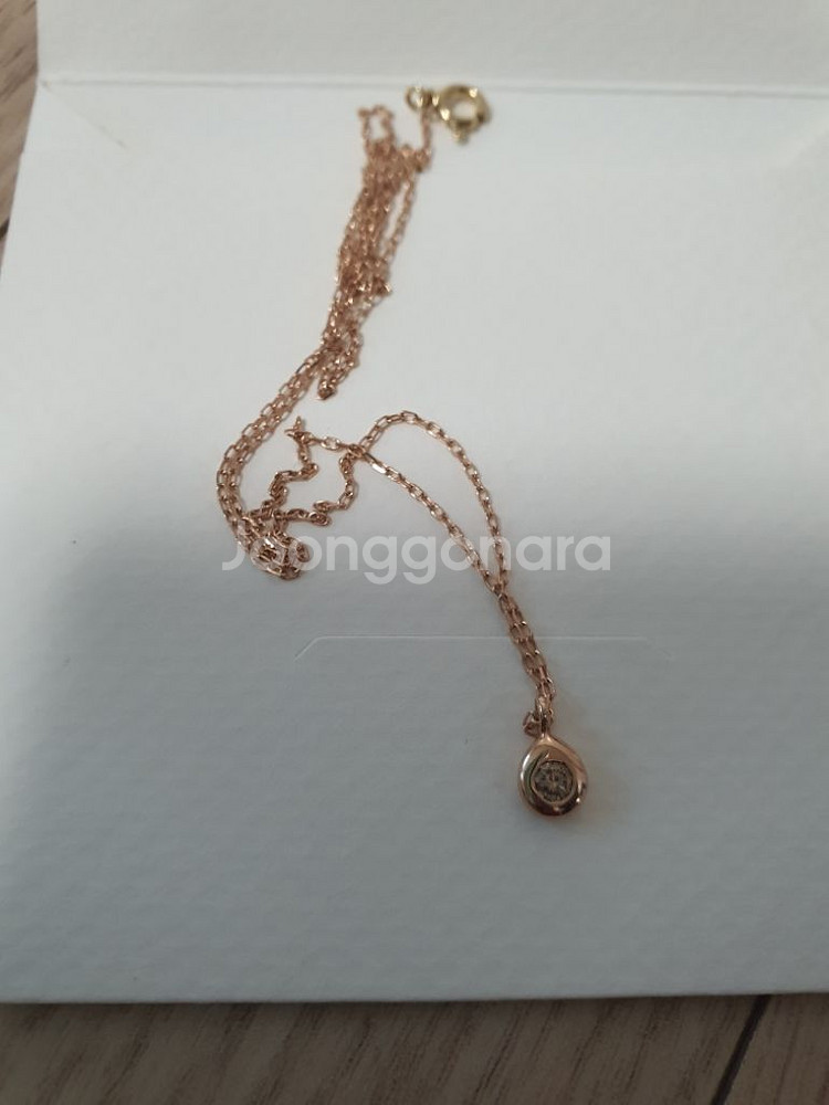 이뎀 주문제작 물방울목걸이 브라운다이아 14k 핑크골드--2