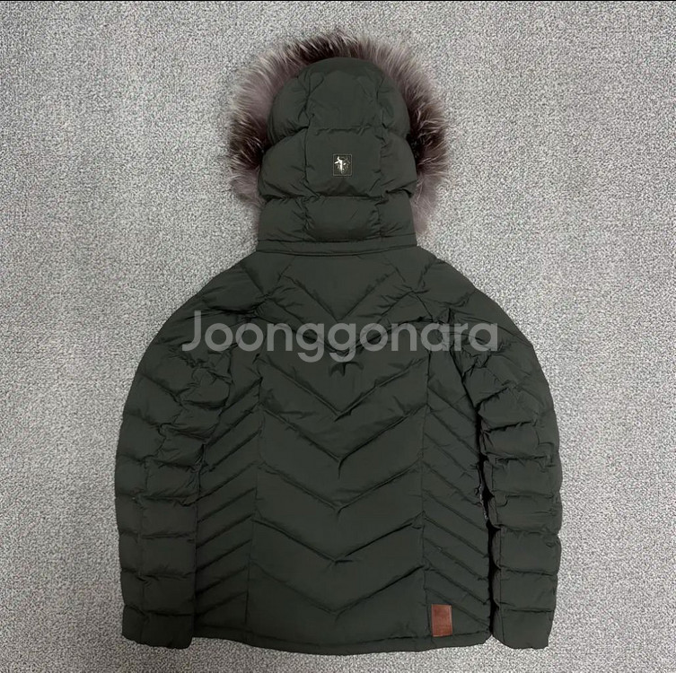블랙야크 후드 폭스퍼 구스다운 숏패딩 자켓 올리브그린--1