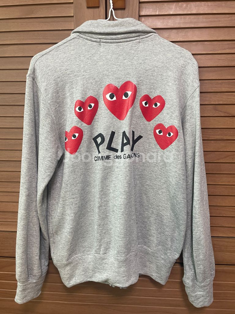 (s)꼼데가르송 레드 와펜 집업 맨투맨 져지 그레이--1
