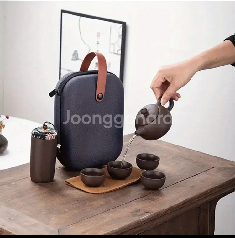 중국 도자기 찻잔 차주전자 휴대용 세트--1