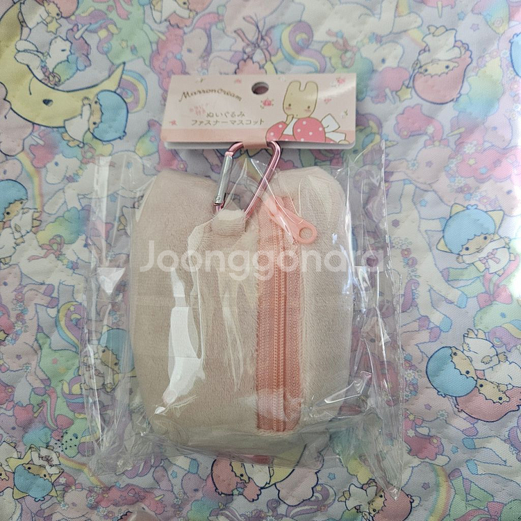 마론크림 카라비너 지퍼달린 페이스형 마스코트--1