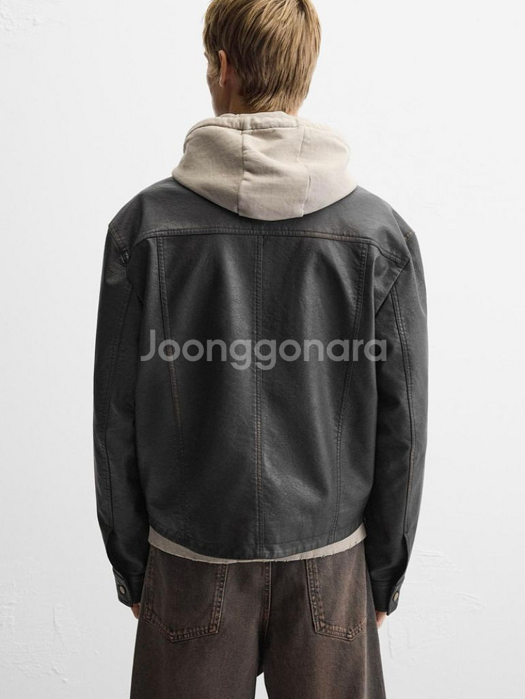 (새상품) 자라 워싱 레더 점퍼 m--3