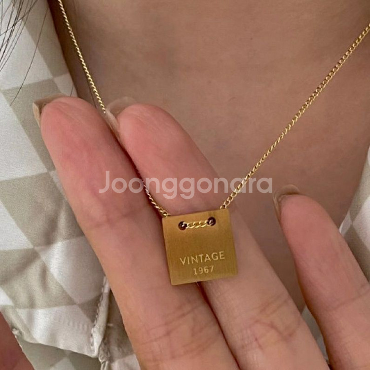 새상품)써지컬스틸 빈티지스퀘어 목걸이 무알러지--1