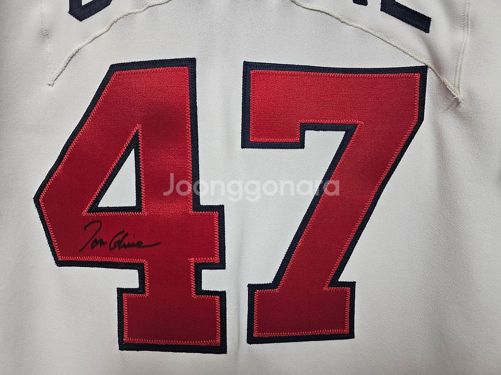MLB 톰 글래빈 친필 사인 인증 어센틱 저지 유니폼--2