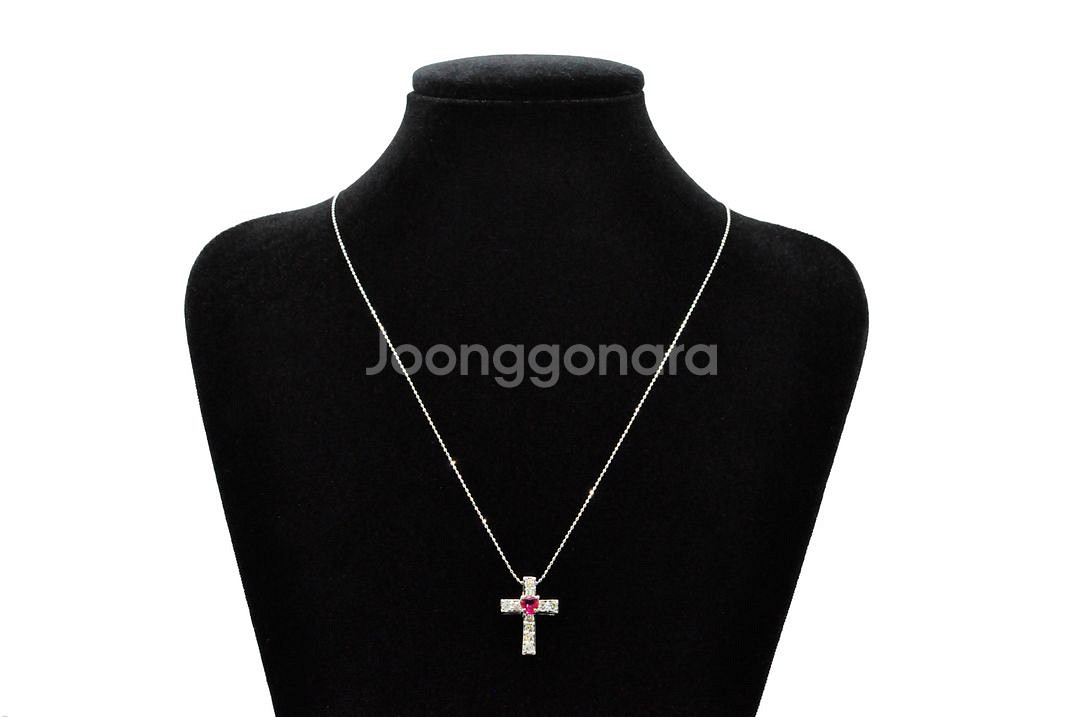 천연루비 천연다이아몬드 18k 화이트골드 펜던트 목걸이--6
