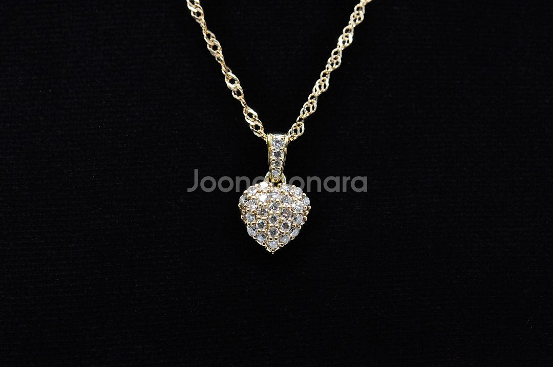 천연 다이아몬드 하트 풀파베 펜던트 목걸이--5