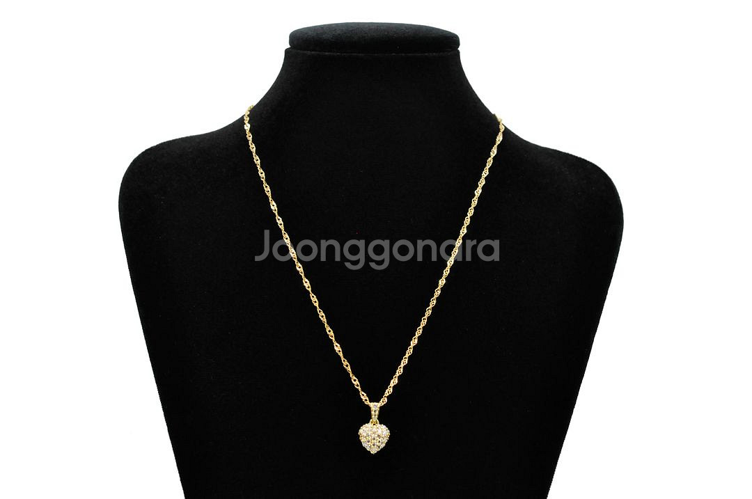 천연 다이아몬드 하트 풀파베 펜던트 목걸이--6