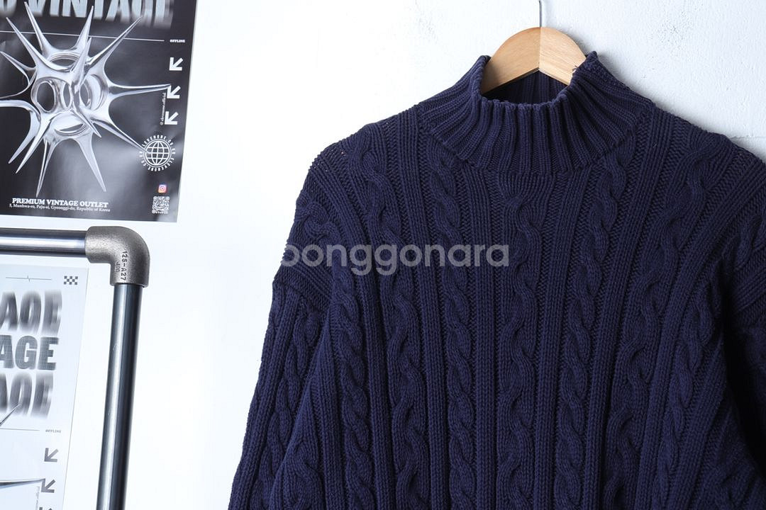 (XL) 폴로 랄프로렌 니트 케이블 네이비 꽈배기--2