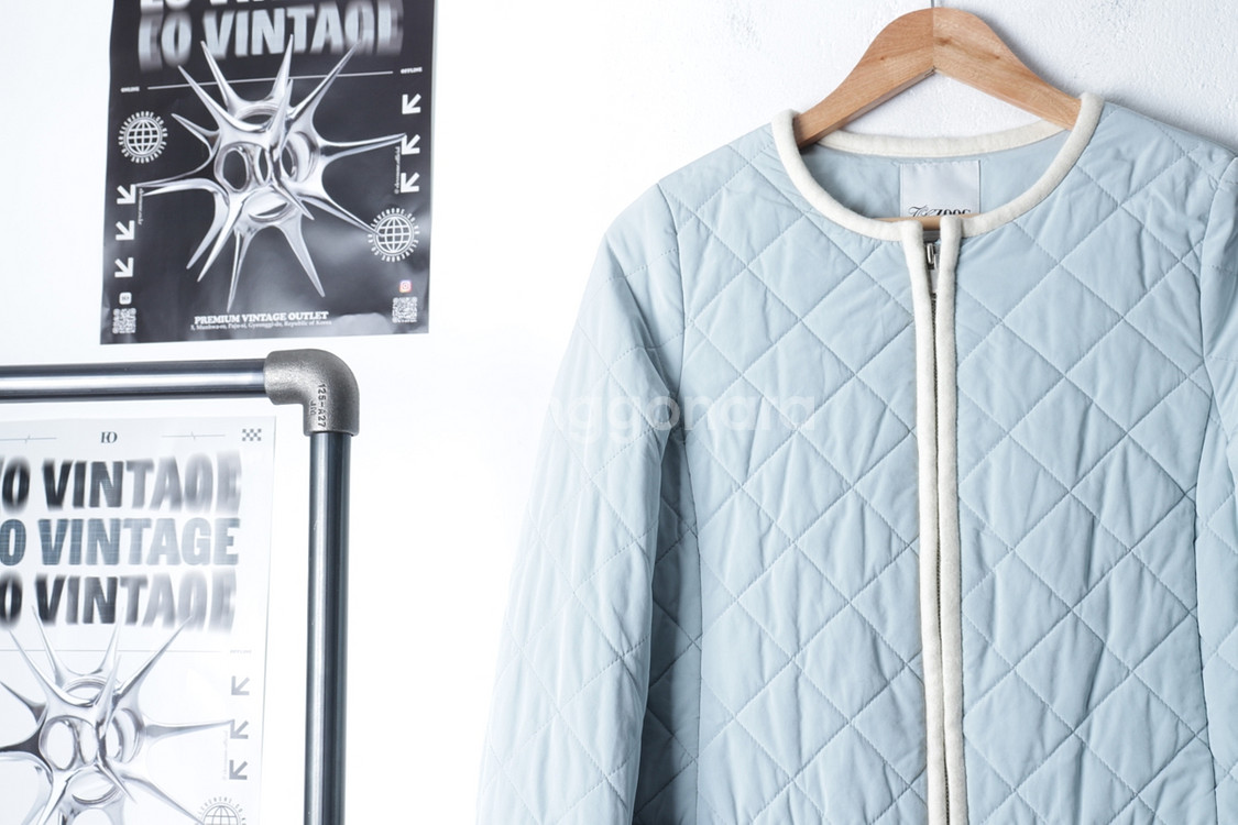 W(S) 브랜드빈티지 패딩 점퍼자켓 주크 연블루 경량--2