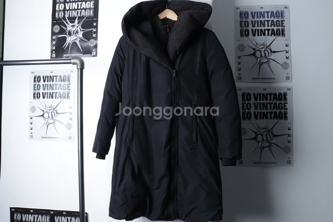 W(S) 클럽모나코 롱패딩 점퍼자켓 블랙 구스다운--1