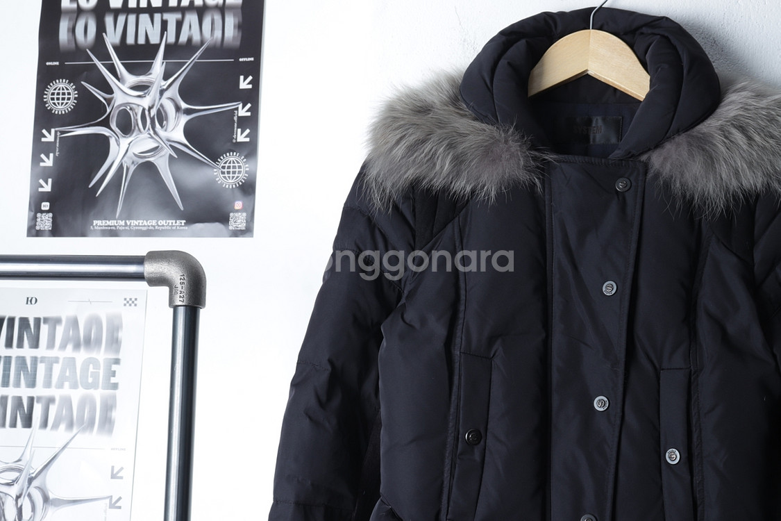 W(XS-S) 시스템 패딩 점퍼자켓 블랙 덕다운--2