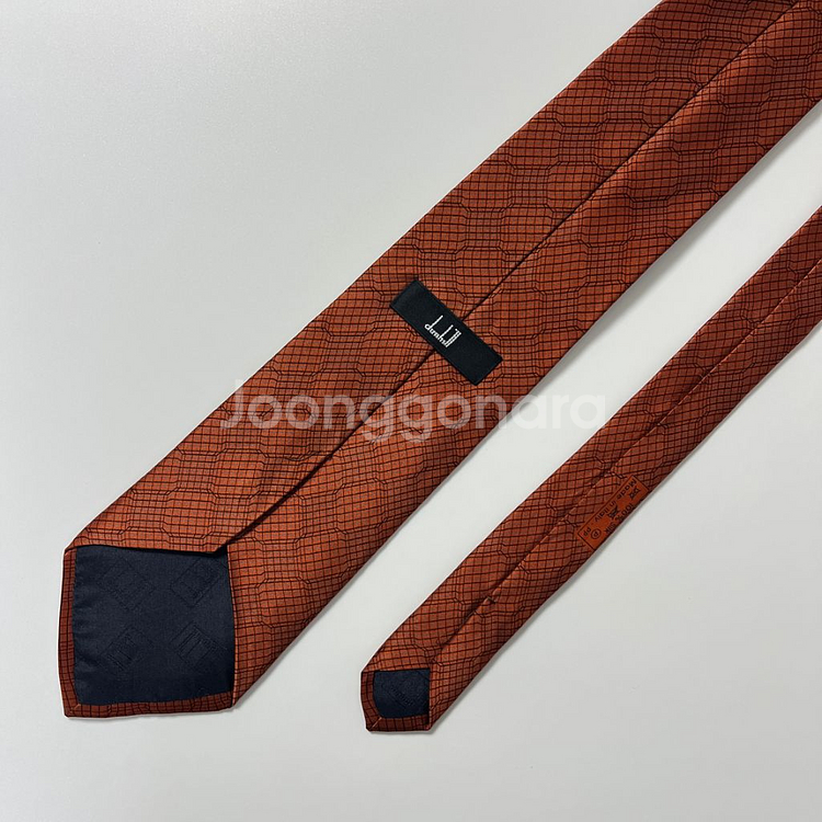 명품 던힐 넥타이 9.5cm 브라운 컬러--3