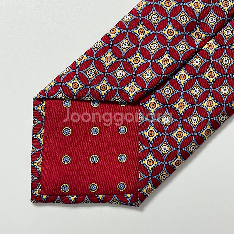명품 던힐 넥타이 9cm 어두운 레드 컬러--6
