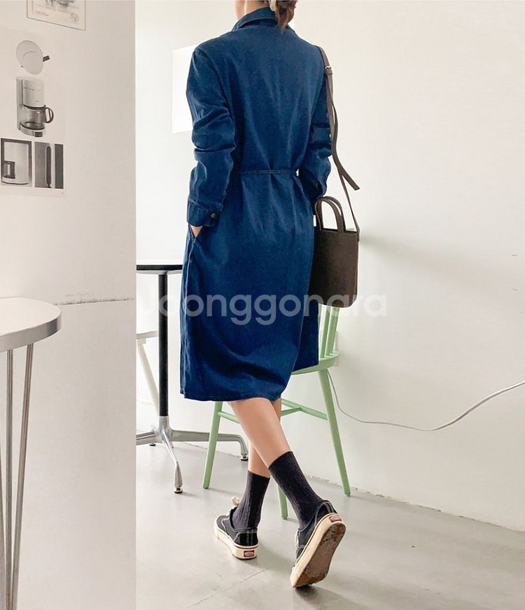 새상품) 데님 셔츠 롱원피스/ 스트랩 데님원피스~ 66--1