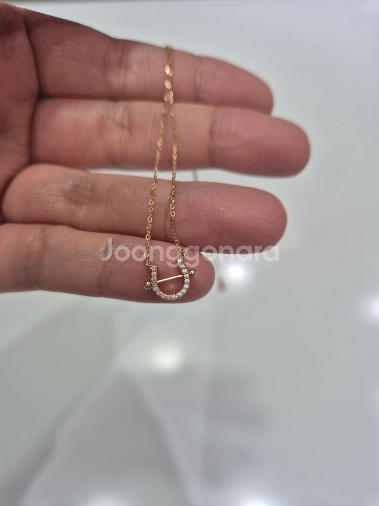 스톤헨지 14k 로즈골드 럭키유 목걸이--1