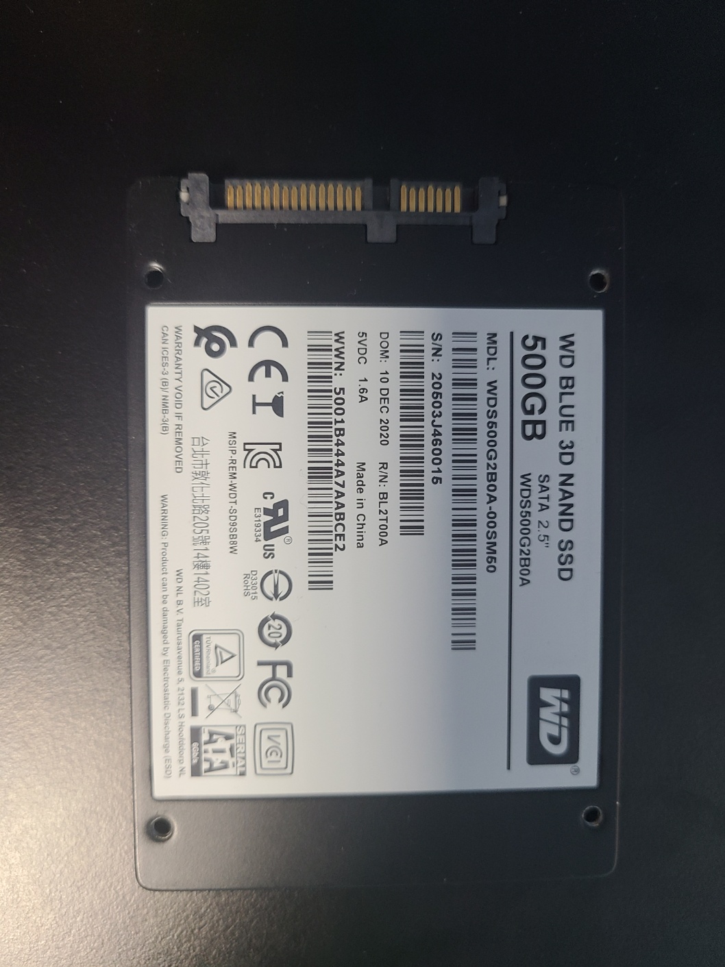 500GB WD BLUE SSD 중고 판매