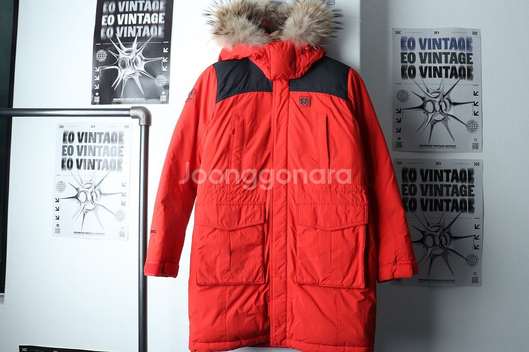 (S) 코오롱스포츠 패딩 점퍼자켓 레드 구스다운--1