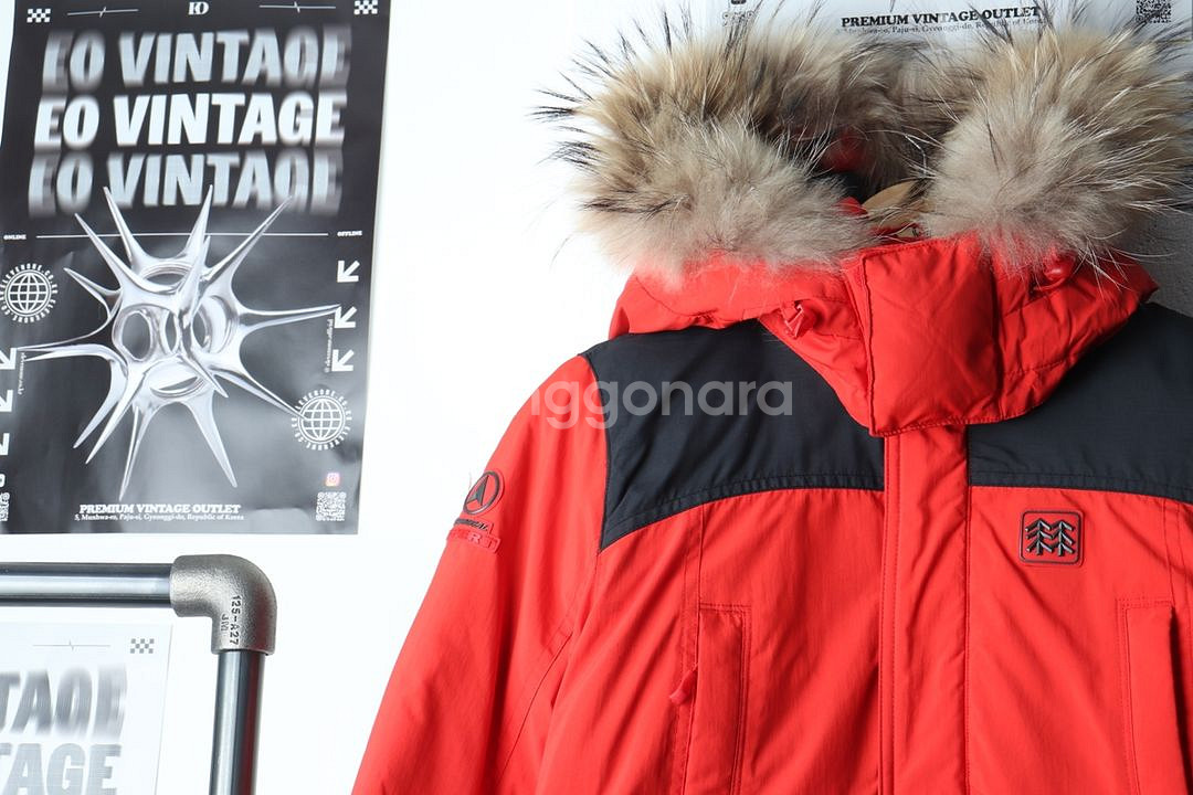 (S) 코오롱스포츠 패딩 점퍼자켓 레드 구스다운--2