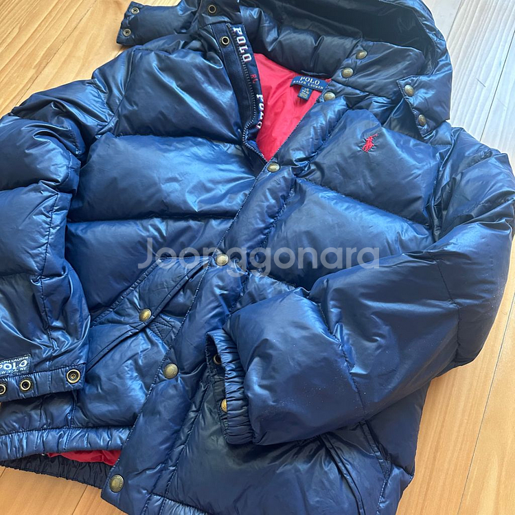 폴로 키즈 유광 덕다운 패딩 L14~16세 상태깨끗--6