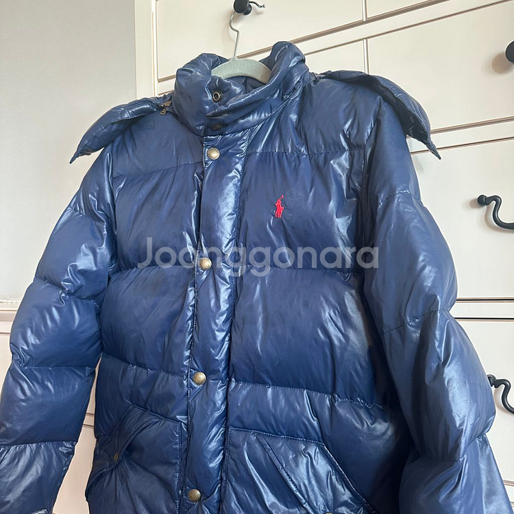 폴로 키즈 유광 덕다운 패딩 L14~16세 상태깨끗--8