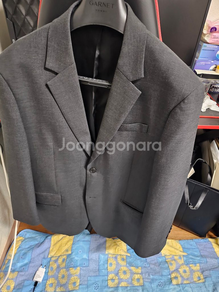 무탠다드 릴렉스드 베이식 울 블레이저 (차콜) 2XL--1