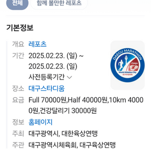 대구마라톤 풀코스 남자 L 100 양도