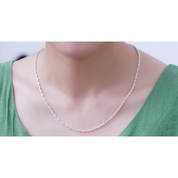 새 925 실버 도금 46cm 꼬임줄 목걸이 패션 은 쇄골 체인--4