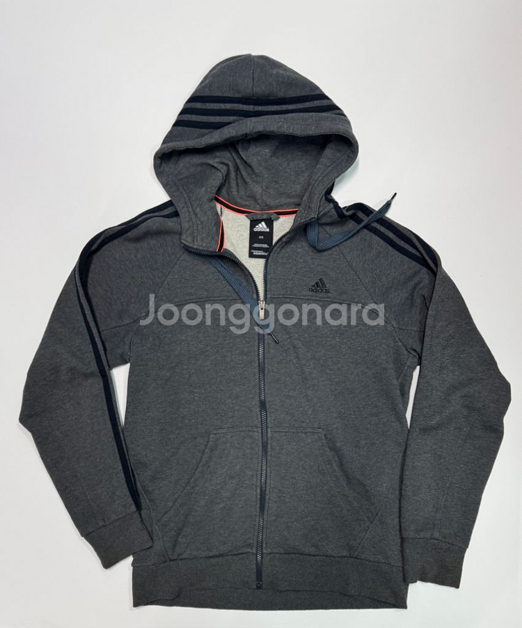 아디다스 삼선 에센셜 그레이 후드집업 XL--0