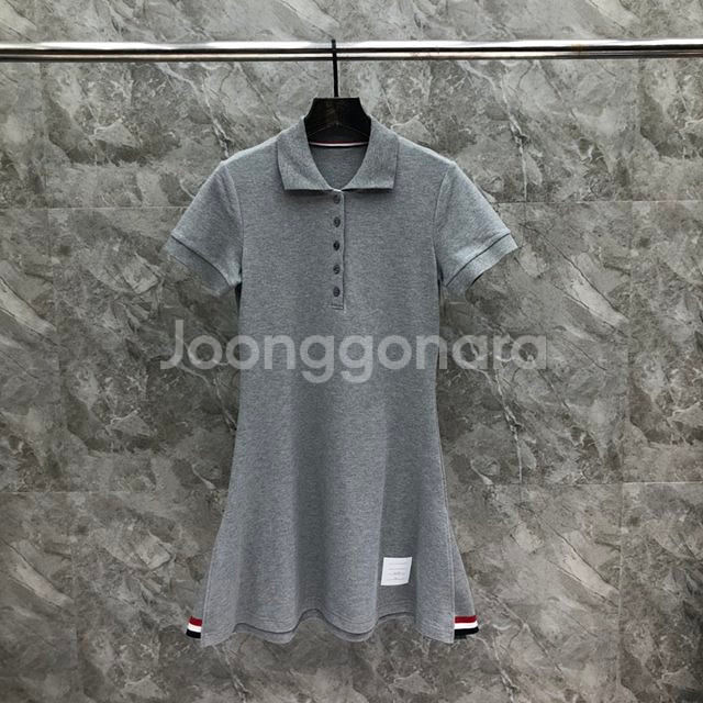 톰브라운 사선 폴로 니트 반팔 원피스 2칼라--4