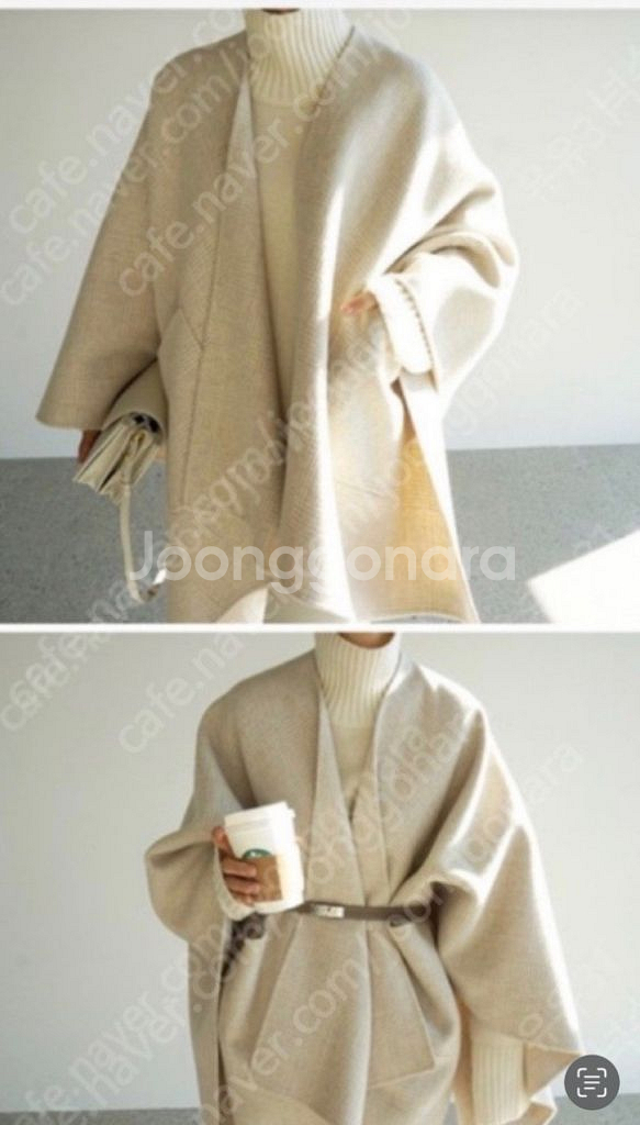 오르 핸드메이드 울 캐시미어 케이프 코트 숄--2