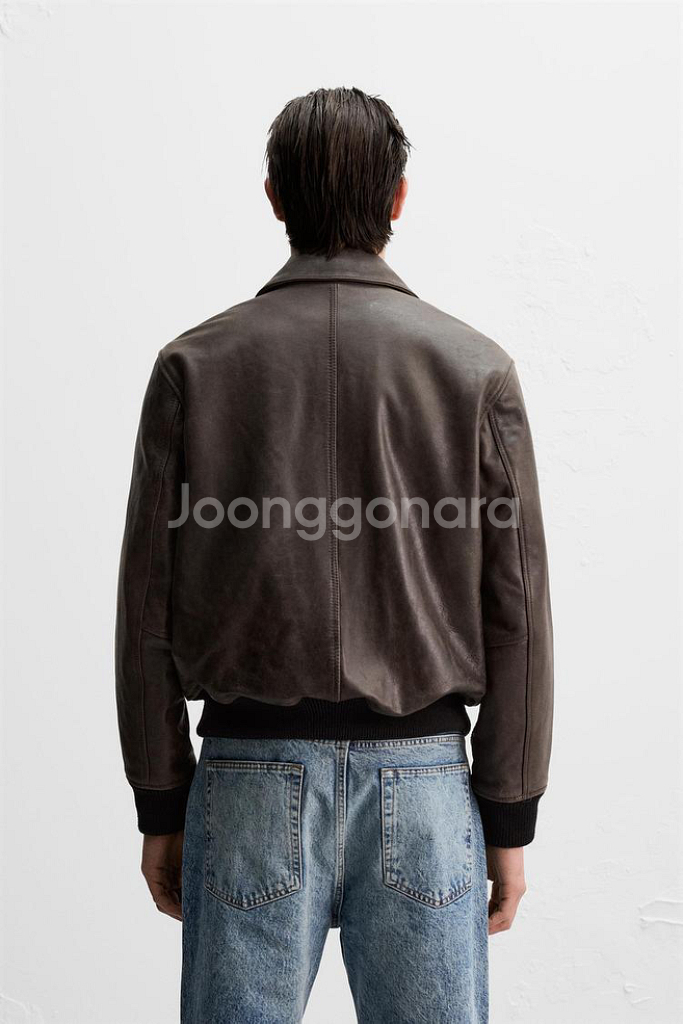 자라 오리진 워싱처리 레더 점퍼 가죽 자켓 M--4