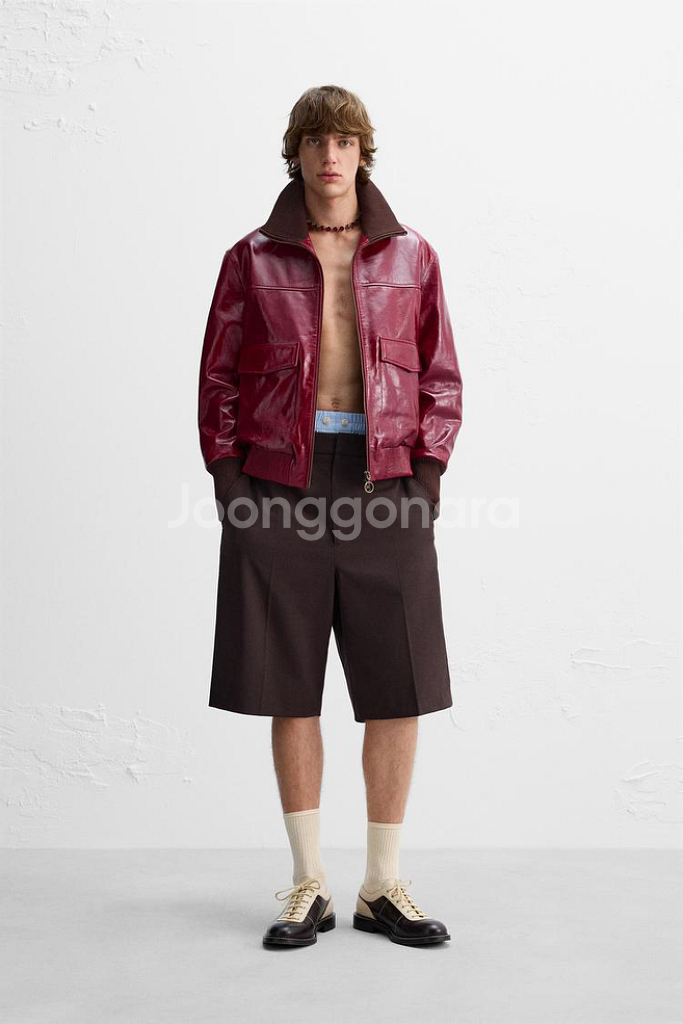 자라 X 해리 램버트 레더 점퍼 가죽 자켓 M--2