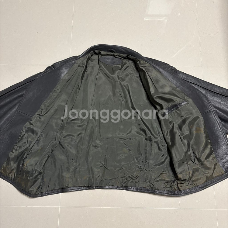 독일 빈티지 리얼레더 절개 디테일 천연가죽 라이더 자켓--7
