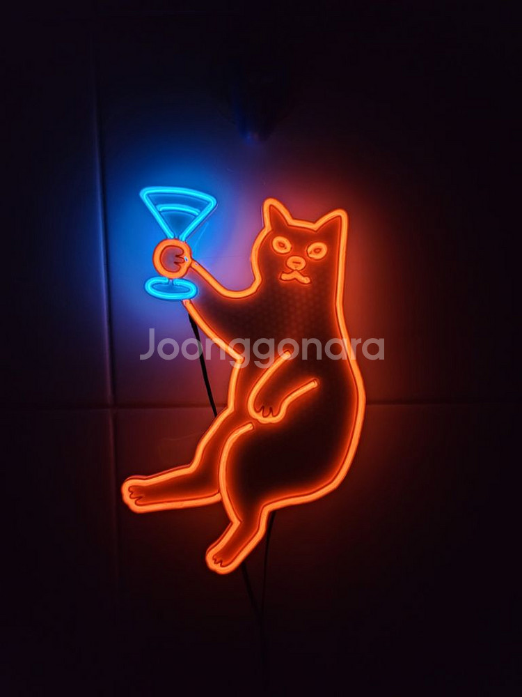 네온사인 고양이 칵테일 led 램프 조명--1