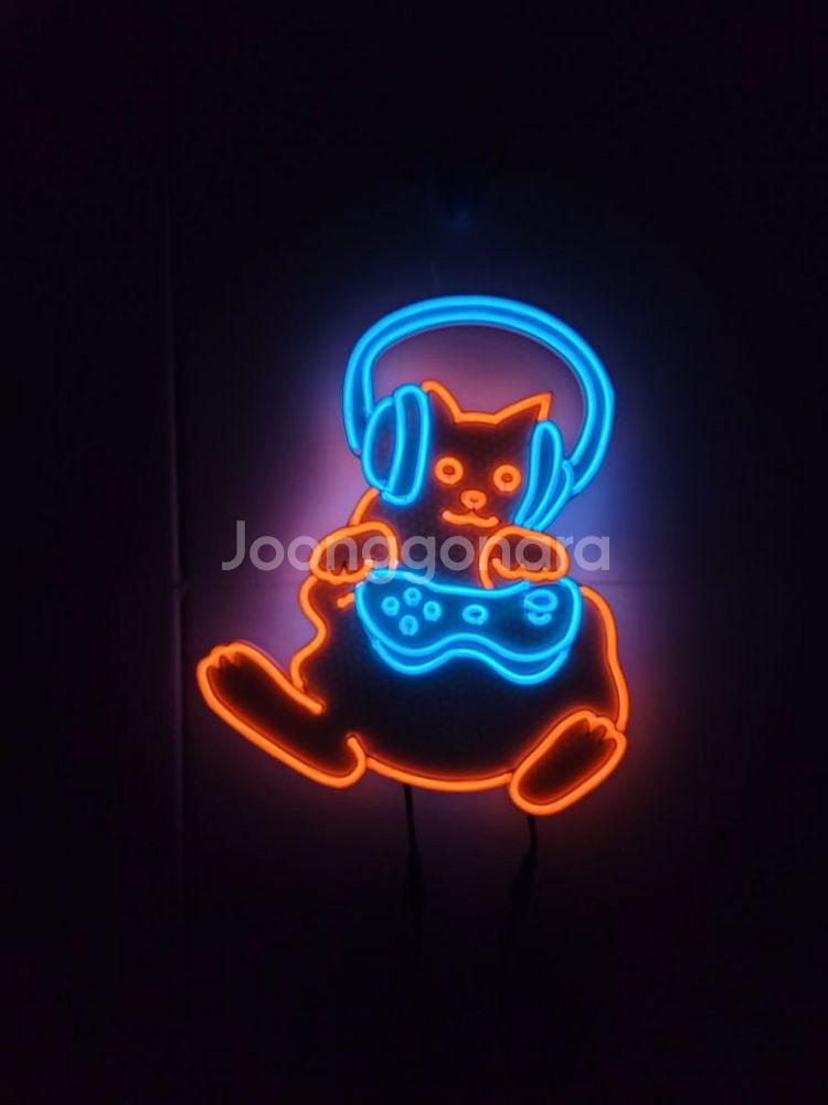고양이 게임 게이머 네온사인 램프--1