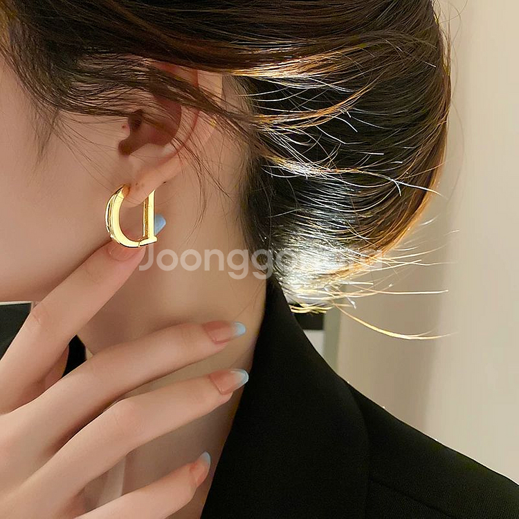 새상품)써지컬스틸 D원터치귀걸이 18k골드도금 무알러지--5