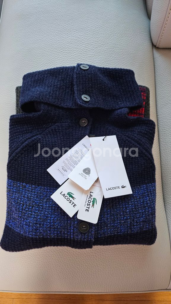 (정품)라코스테 (새상품) 컬러블록 니트 카디건--0