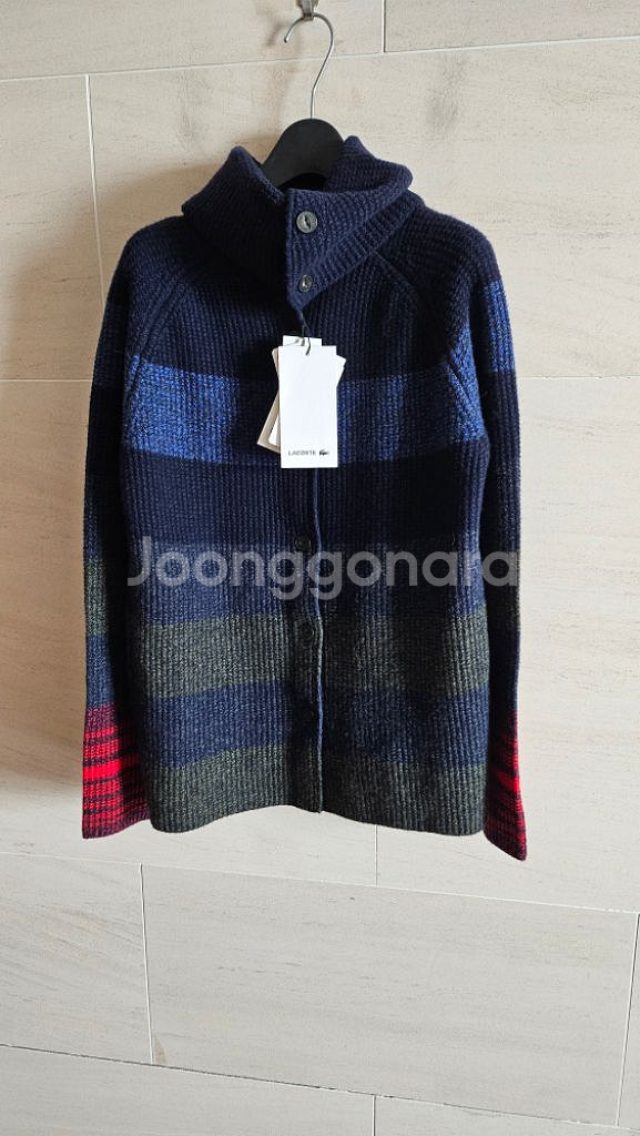 (정품)라코스테 (새상품) 컬러블록 니트 카디건--1