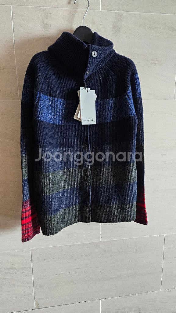 (정품)라코스테 (새상품) 컬러블록 니트 카디건--5