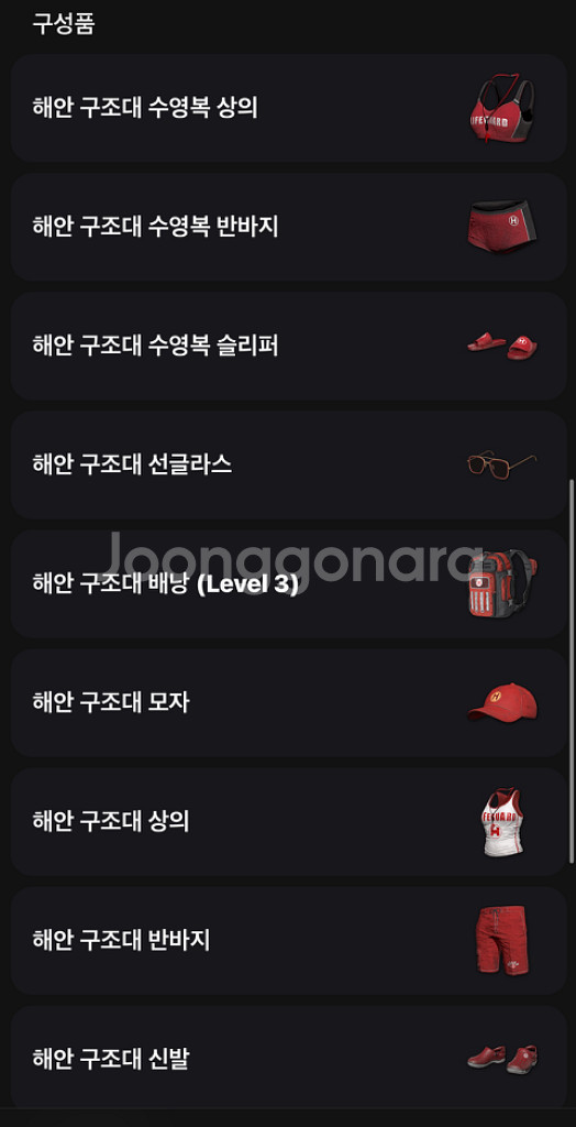 배그스킨 해안구조대 세트 판매합니다--1