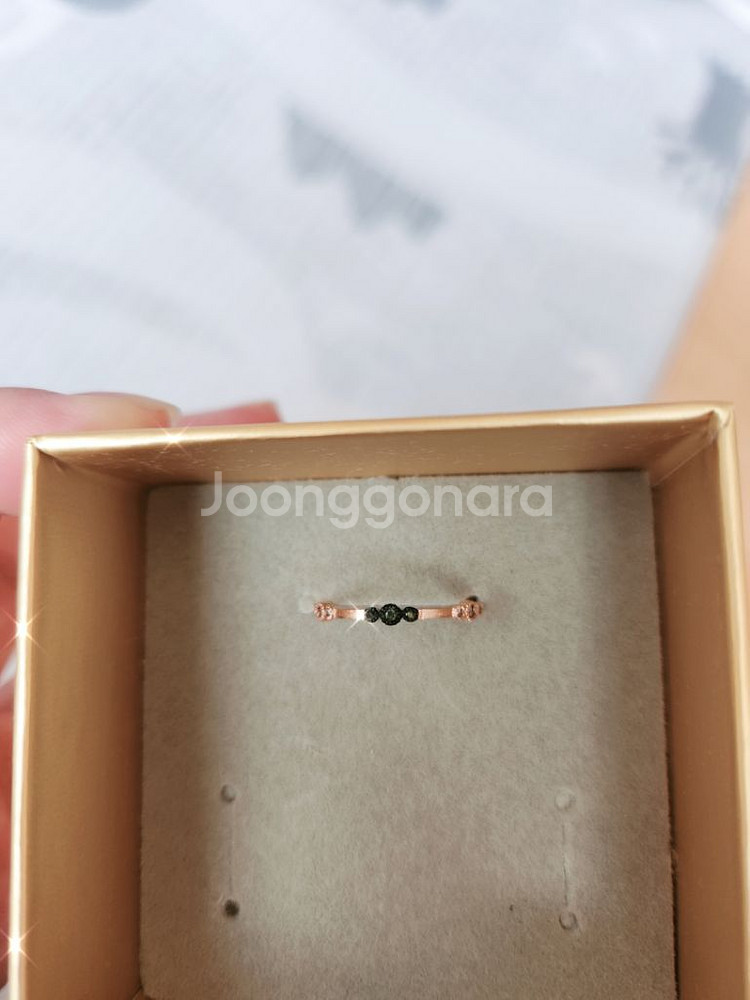 14k 로즈골드 그린+꼬냑다이아 반지 11호--4