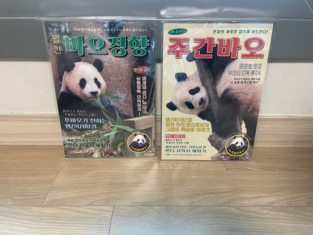 푸바오 인형(사원증+한복),책갈피2개 일괄로 판매해요~가격내림 이미지