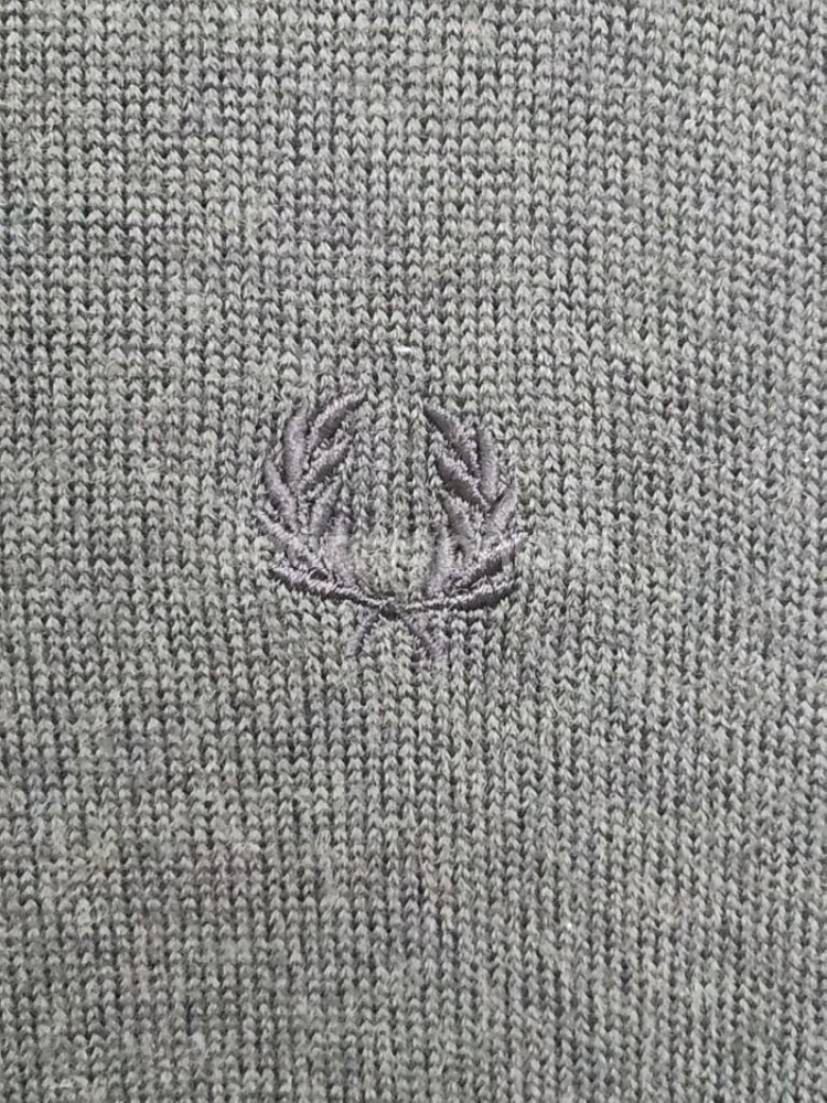 (XL) 프레드페리 니트 메리노울 스웨터 브이넥 솔리드--3