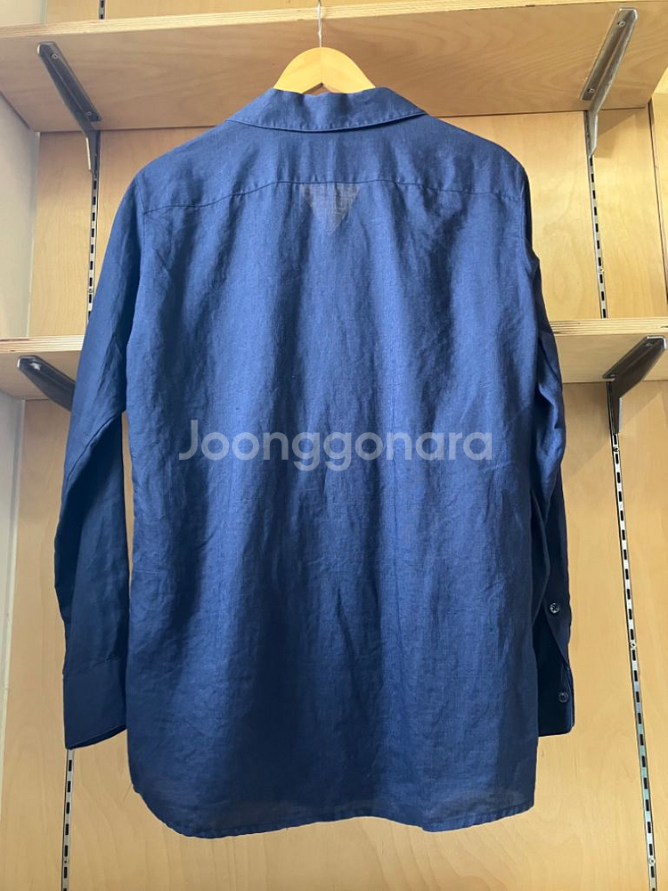 세비지 린넨 큐반 칼라 셔츠 네이비 M 사이즈--1
