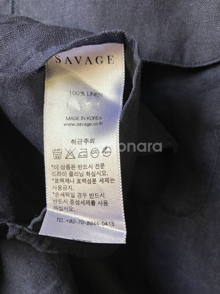세비지 린넨 큐반 칼라 셔츠 네이비 M 사이즈--3