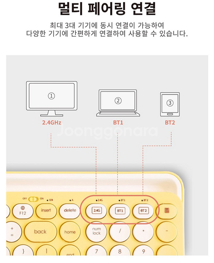 춘식이 멀티페어링 블루투스 키보드/마우스2개 새상품--6