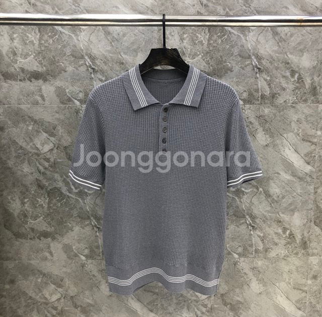 톰브라운 폴로 니트 카라 반팔 니트 2칼라--2