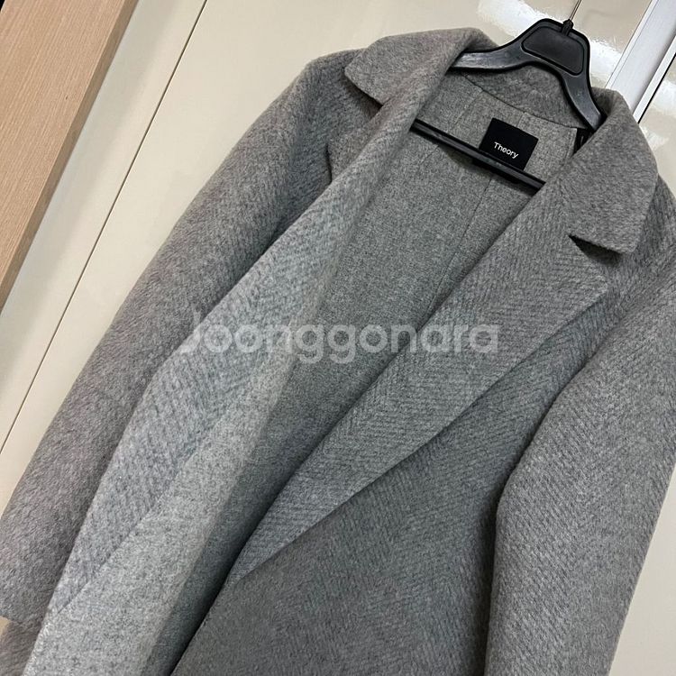 띠어리 울100 쉐브론 코트 반코트 하프코트 자켓--5