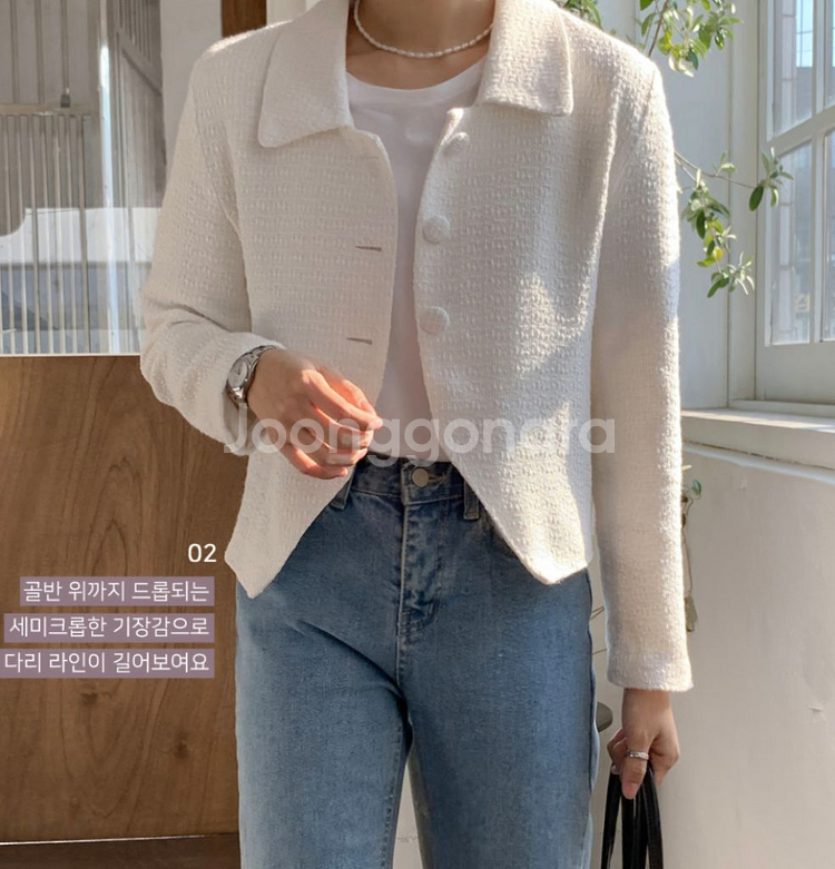 (새상품)고고싱 트위드 자켓 세미크롭--2